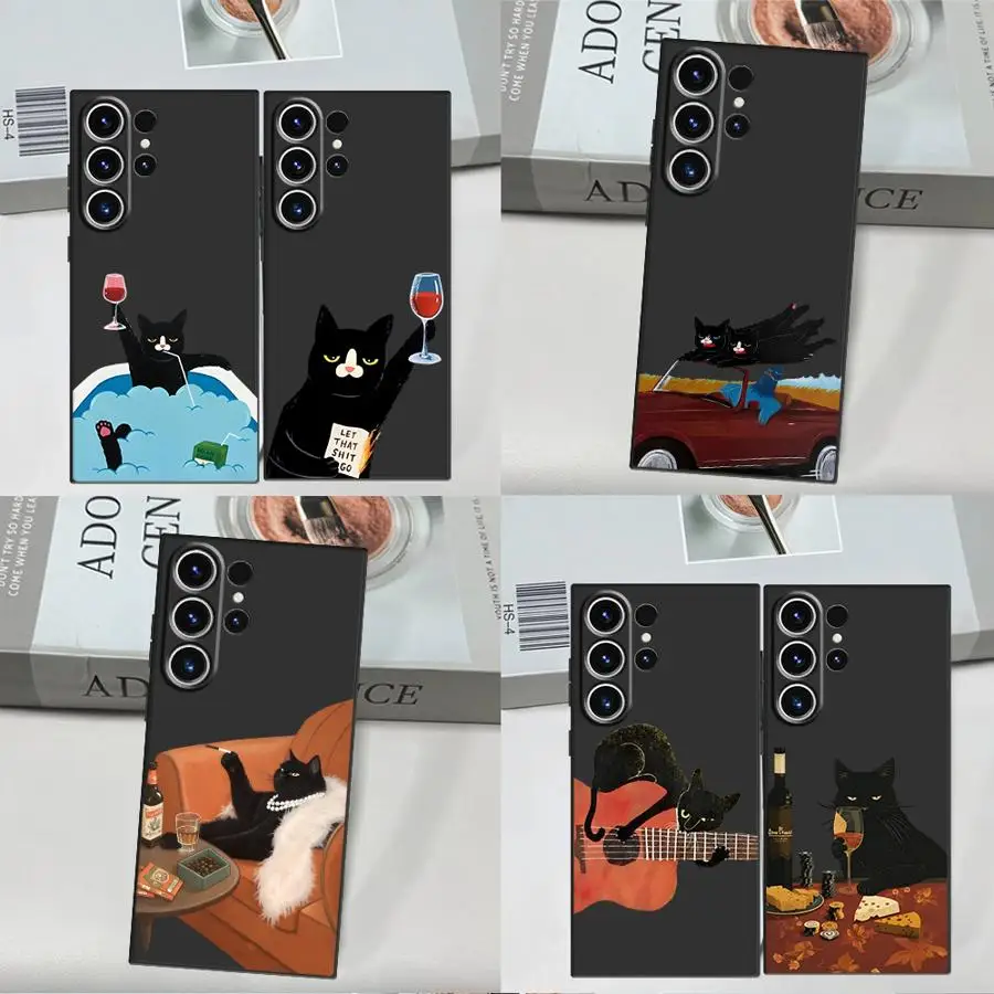 Cartoon Black Car Phone Cover Case for Samsung Galaxy S26 Ultra S25 Plus S22 Note 20 10 S24 S23 S20 FE S21
