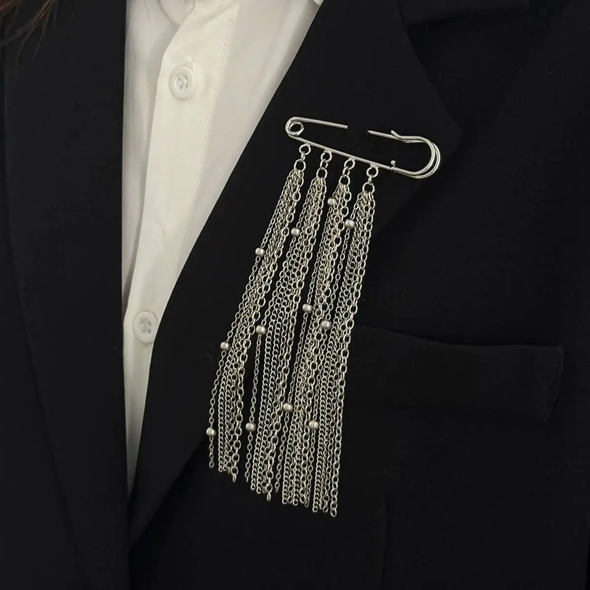 Silver Color Tassel Brooch Detachable Fashion Accessory Fixed Clothes Pin Bag Pendant Tighten Buckle Trouser Leg Jewelry