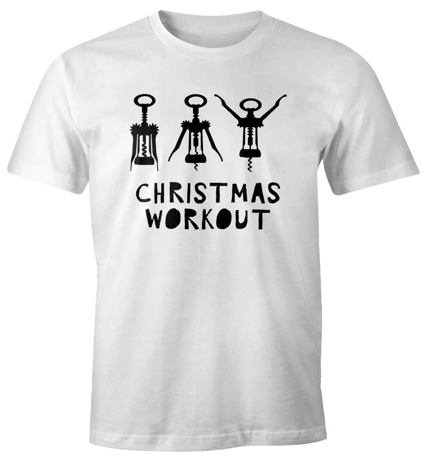 Herren T-Shirt Weihnachten lustig Christmas Workout Flaschenöffner Korkenzieher  Minimalist trendy printed T-Shirt