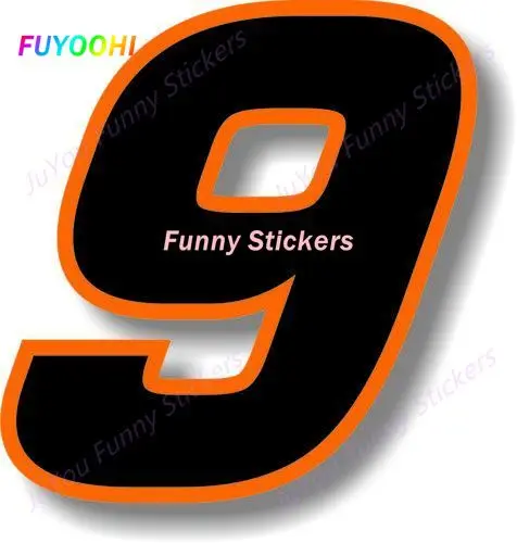 FUYOOHI Play Stickers Hot Sell for Car Custom Race Number Square Font Black with Orange Border Racing Numbers Decals