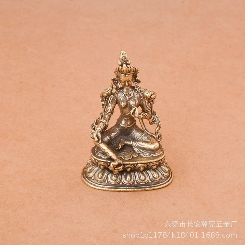 Brass Green Tara Small Statue Tantric Buddha Figurines Miniatures Buddhism Buddhist Figure Desktop Enshrine Ornaments Home Decor