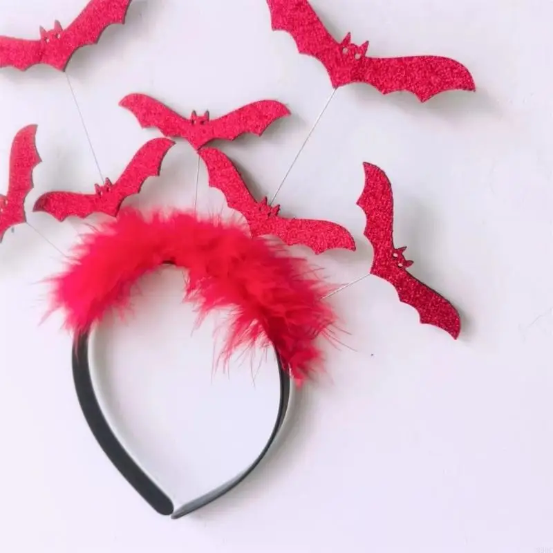 39BC Terrifying Bats Headband Mardi Gras Cosplay Accessories Spooky Bats Headdress