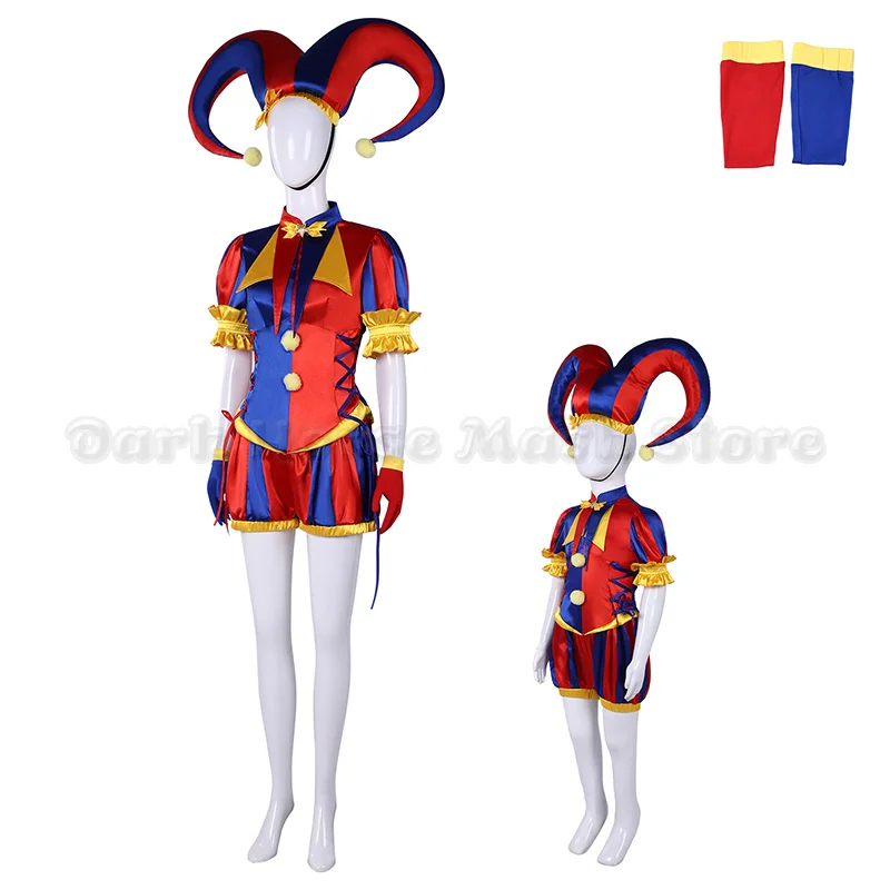 Anime Pomni Cosplay Kostüme Clown-Uniform Overall The Amazing Digital Circus Rollenspiel Halloween Karneval Party Outfits