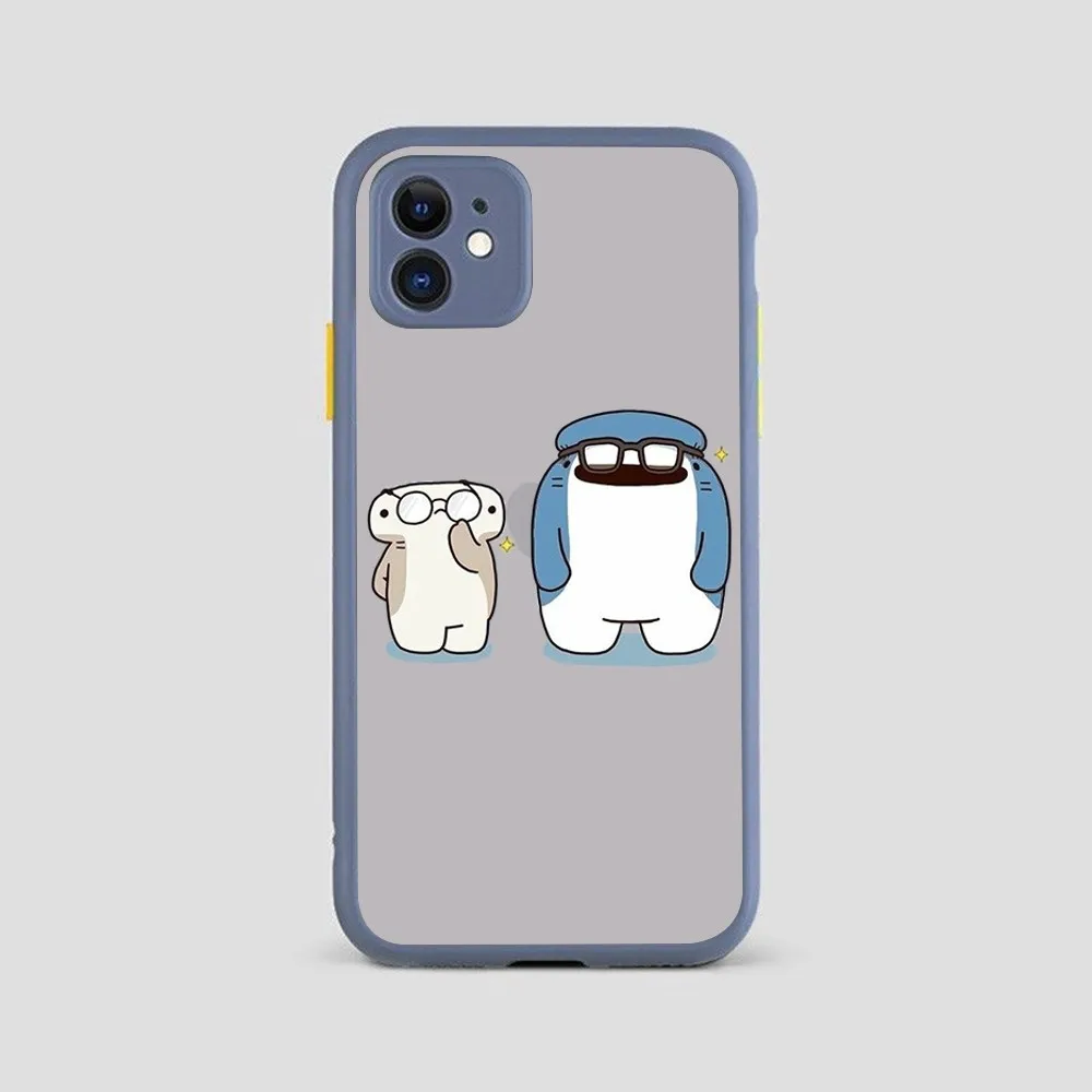 kawaii shark Phone Case for iPhone 14 11 12 13 Mini Pro Max 8 7 Plus X XR XS MAX Translucent Matte Cover