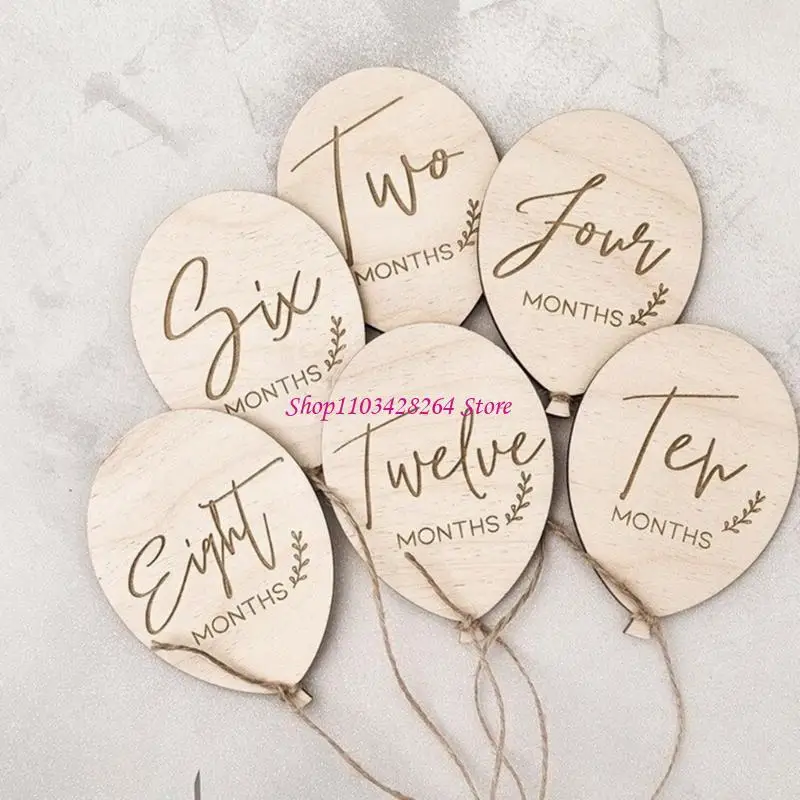 علامات معالم الطفل الخشبية الفريدة من نوعها، بطاقات معالم الطفل الخشبية المزخرفة لتسجيل لحظة النمو للآباء الجدد #3