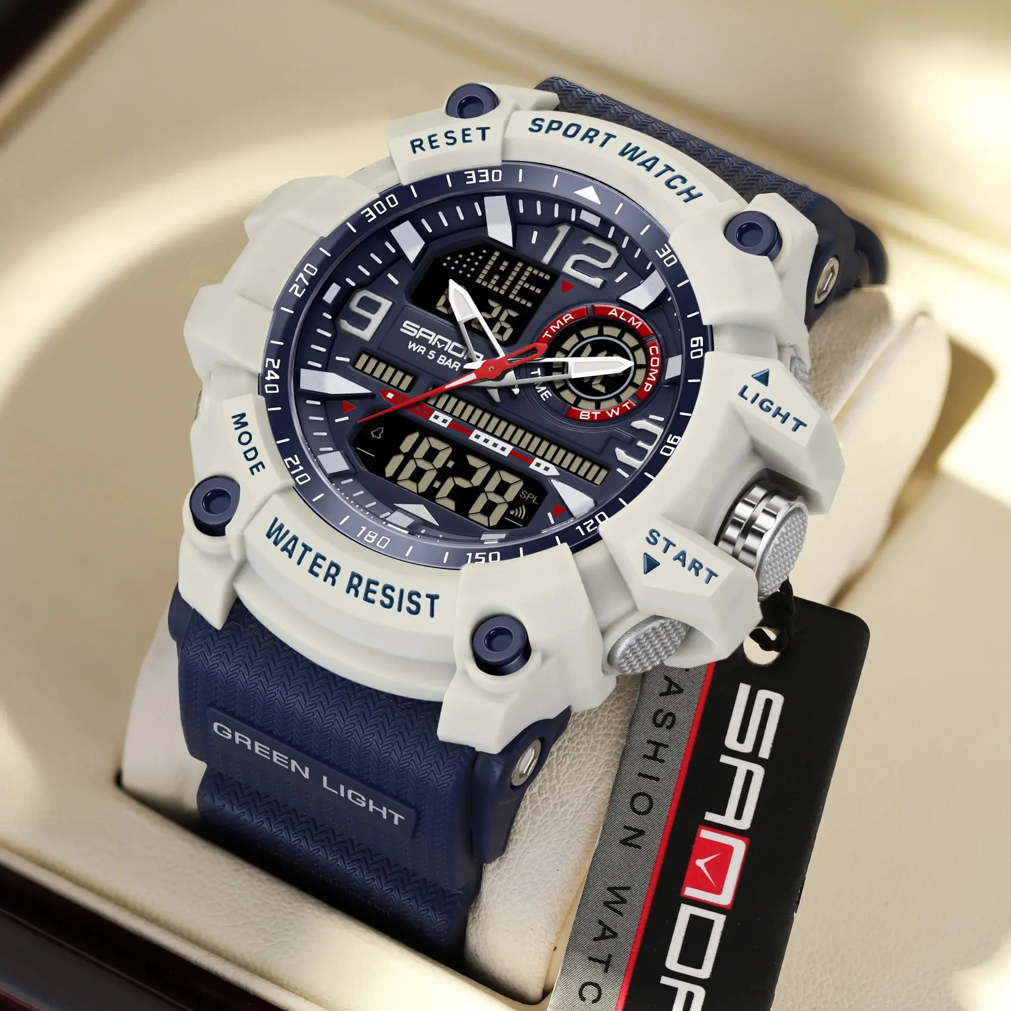 SANDA Luxury Brand Man Wristwatch Sport Waterproof Luminous Day Week Men Watch Digital Multifunction Men's Watches Quartz Reloj