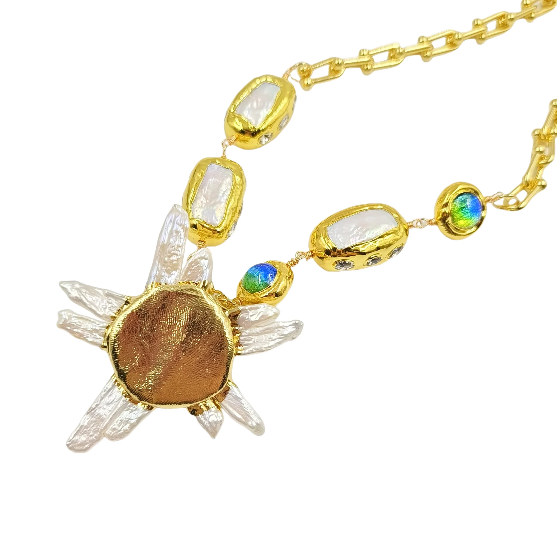 قلادة لؤلؤ المياه العذبة للنساء سحر الخرز الملون الفاخرة مبالغ فيها 19 بوصة القلائد الطرف سلسلة طوق المختنق