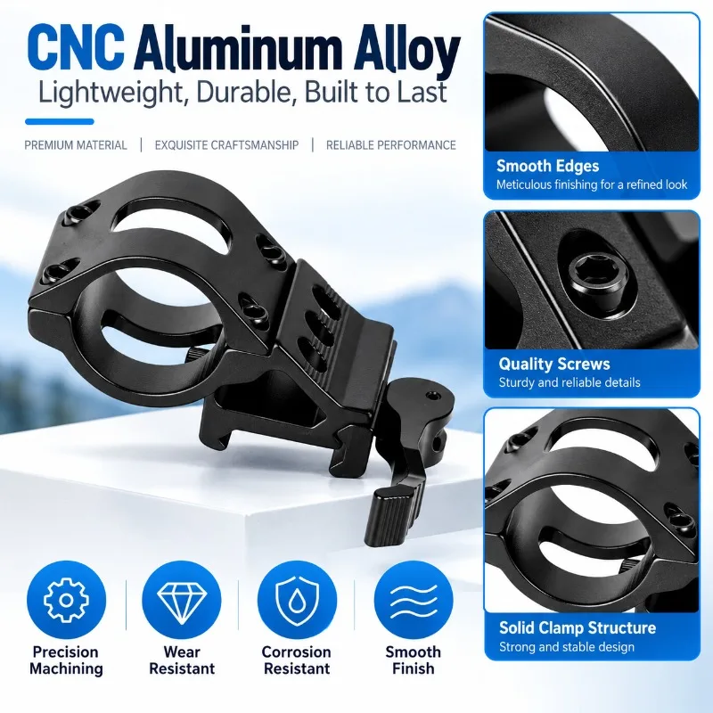 Aluminum Alloy Offset Flashlight Holder, 25.4mm Quick Release Clamp Bracket for 20mm Slide Rail, 1 Inch Light Mount