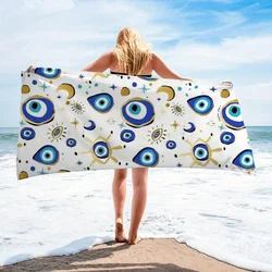 1pc Ultra-Absorbent Moon, Star & Evil Eye Beach Towel-Luxuriously Soft, Fashionable Pool & Beach Accessory-Trendy Print