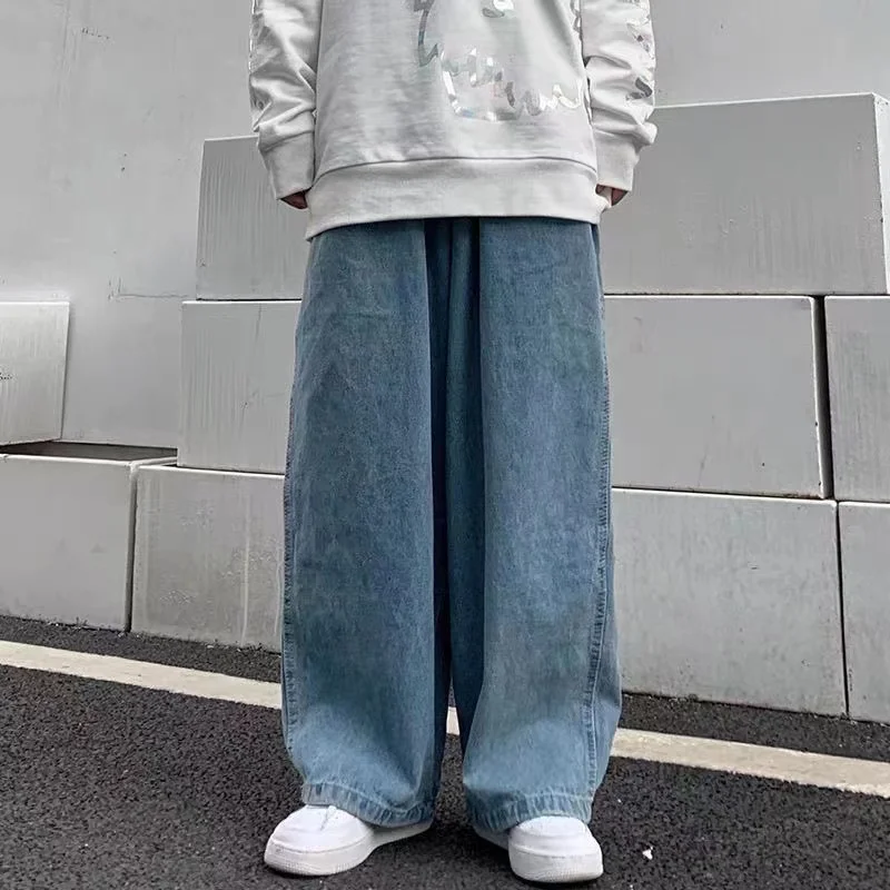 FlaNS-Jean Baggy Noir à Jambes Larges pour Homme, Pantalon en Denim, Décontracté, Streetwear Coréen, Hip Hop, Harajuku