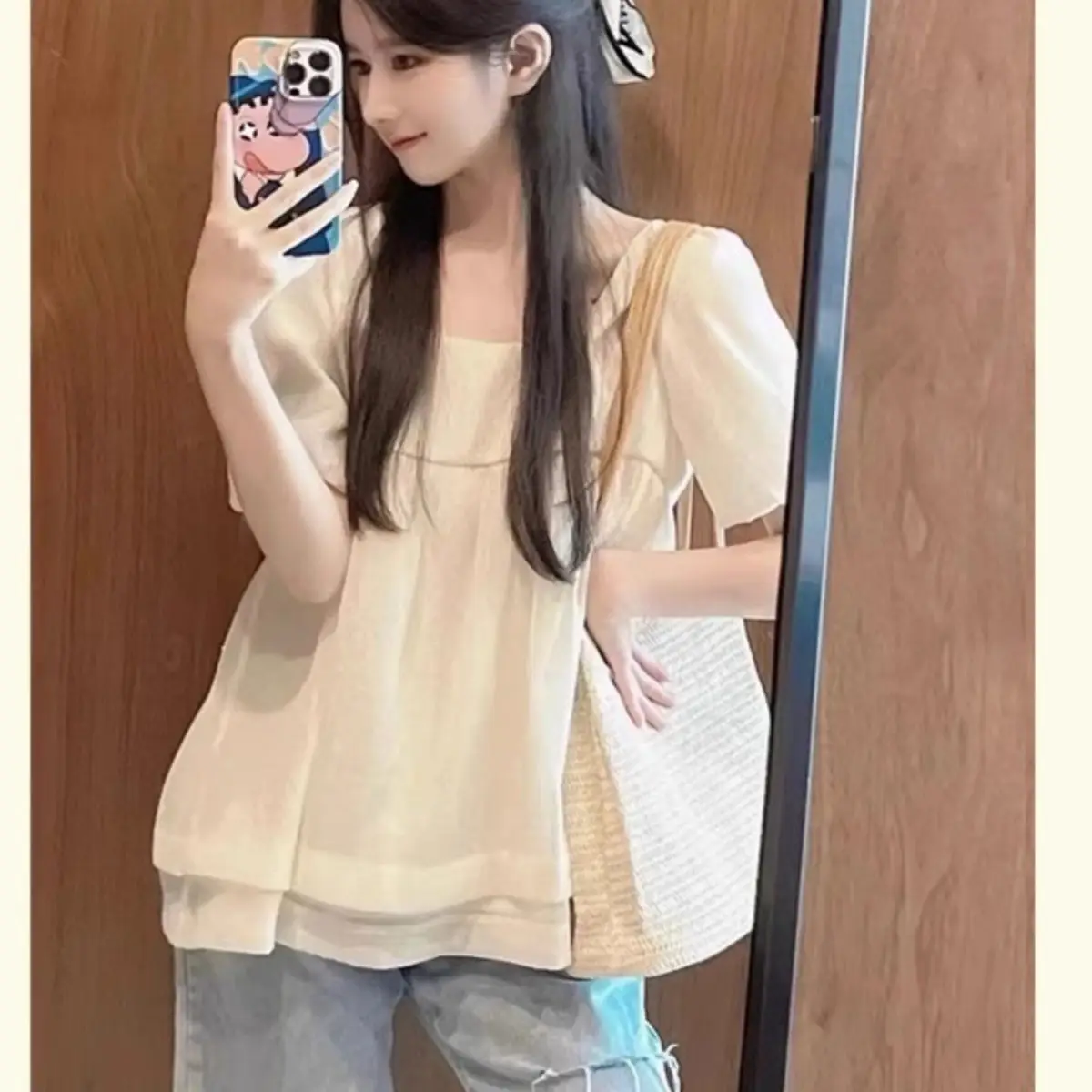 

Short Sleeve Shirts Womens Decorative Accessories Ins Lemon Fruit Roupas Bikini Cuff Cover Blancas Mujeres Doll Unique Capes