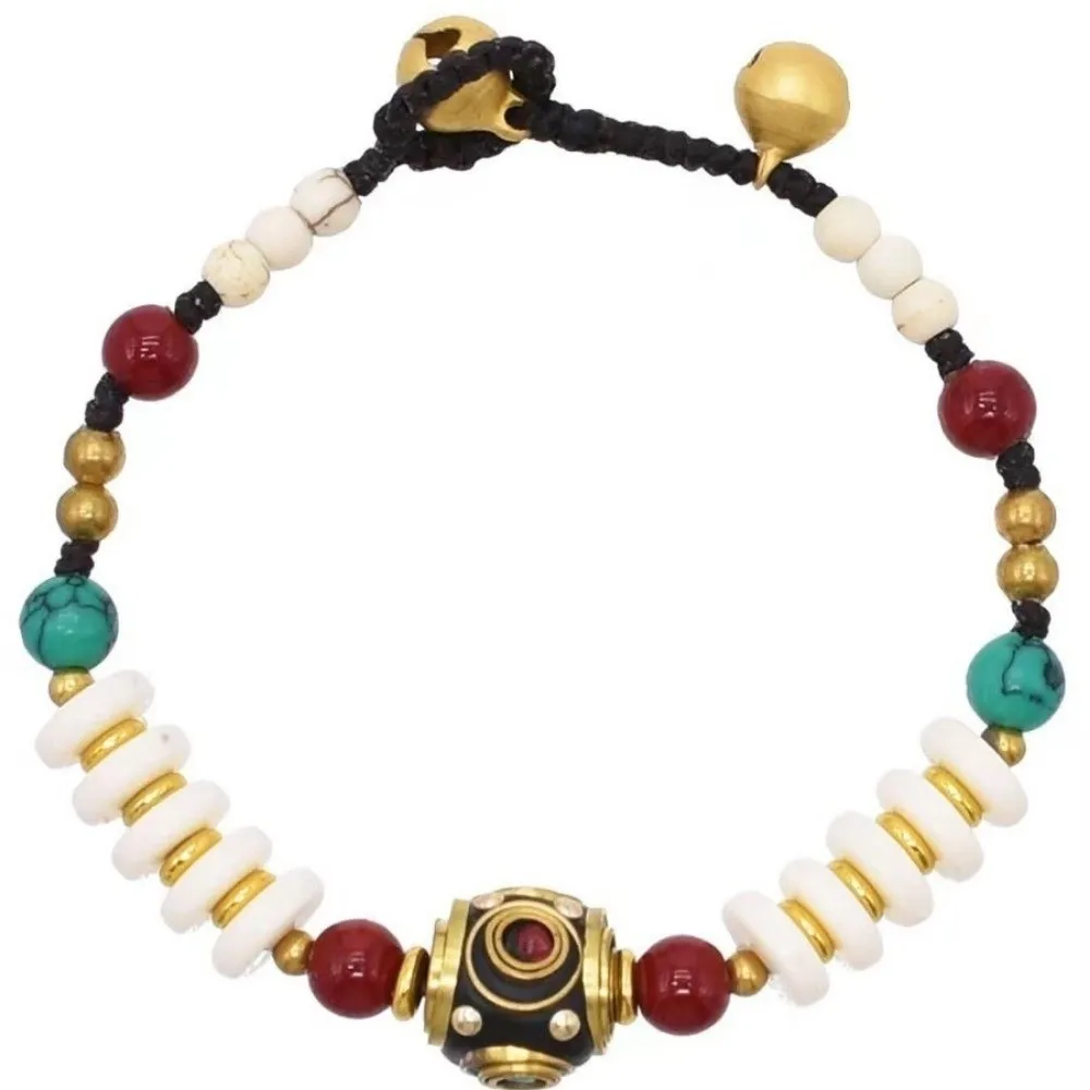 Tibetan Ancient Method Woven Braided Bracelet Bohemian Coco Exotic Bell Women Bracelet Nepal Hand Rope Bracelet Handmade Crafts