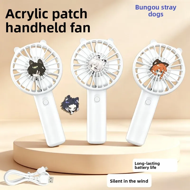 Bungou Stray Dogs Cartoon Cute Handheld Small Fan 2D Acrylic Patch Mini Electric Fan Rechargeable Animation Peripheral Wholesale