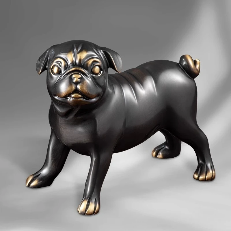 All-brass lucky dog ornament, a pair of brushed zodiac handicrafts, home jewelry, gift-giving gifts, handicrafts ornament