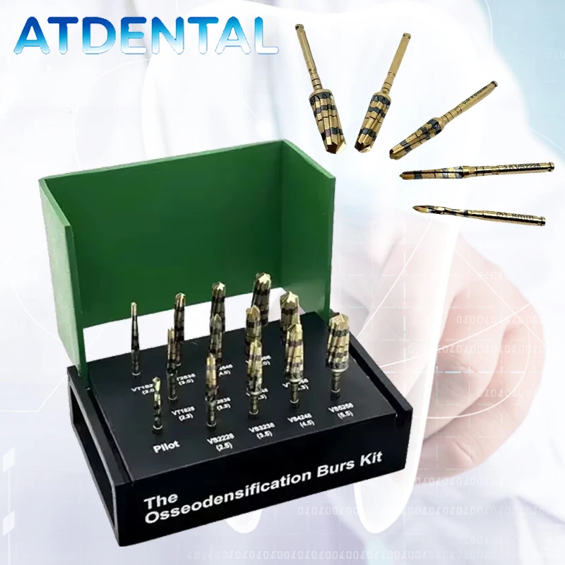

Набор зуботехнических сверл для имплантации, боры для остеоденсификации из хирургической нержавеющей стали для конденсации кости, синус-лифтинга, оральной хирургии