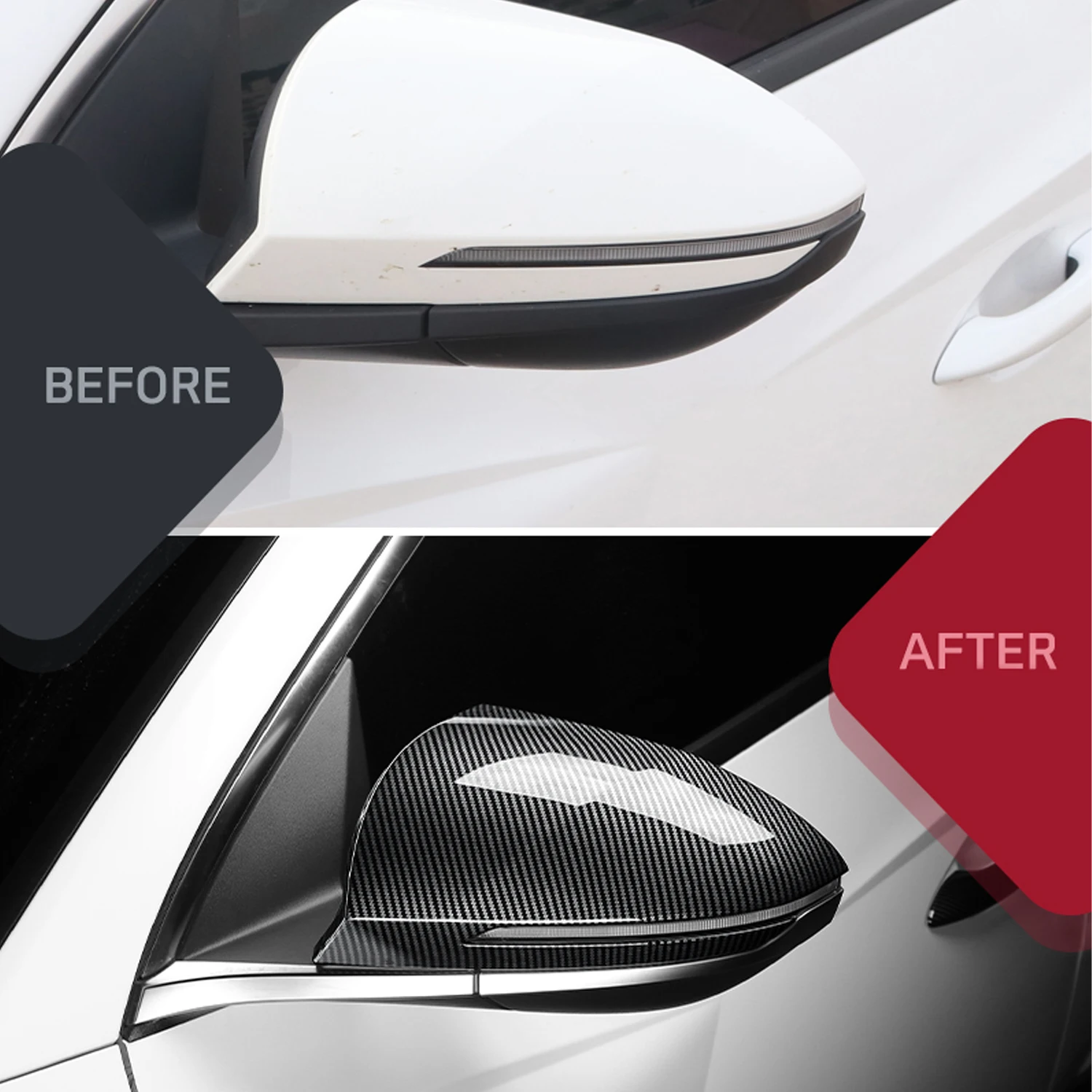 

Carbon Fiber Style ABS Door Rear View Mirror Cover Side Mirror Trim For Hyundai Tucson NX4 2025 2026 Accessories