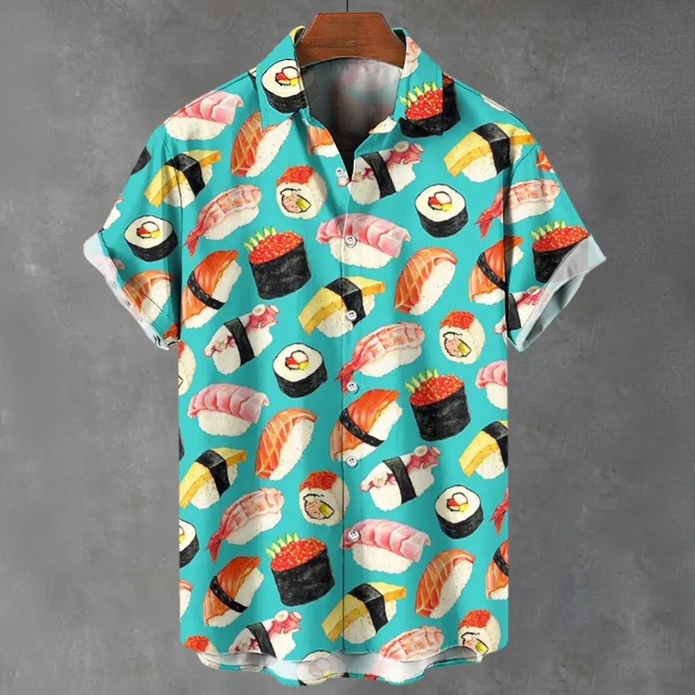 

Pizza Shirt For Men Cartoon Food Pattern Printed Short Sleeved Shirts Loose Tees Oversized Men's Clothing Summer Men's Tops 5xl