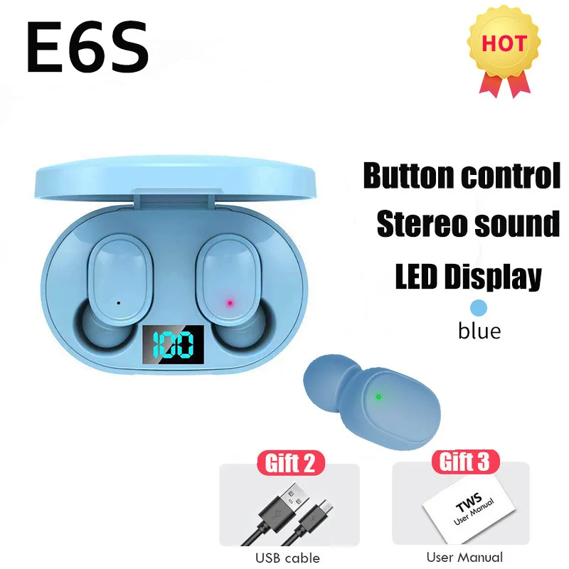 A6S TWS Kopfhörer Drahtlose Bluetooth-Kopfhörer Touch-Control-Ohrhörer mit HD-Mikrofon Sport-Wasserdichtes Headset für iPhone