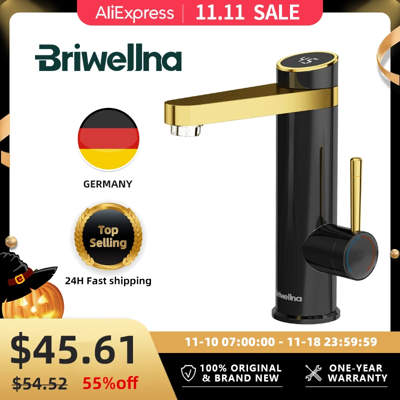 

Briwellna Water Heater Flowing Faucet 220V Electric Tankless Water Heater Tap Swivel Spout Electric Faucet Water Heating Geyser