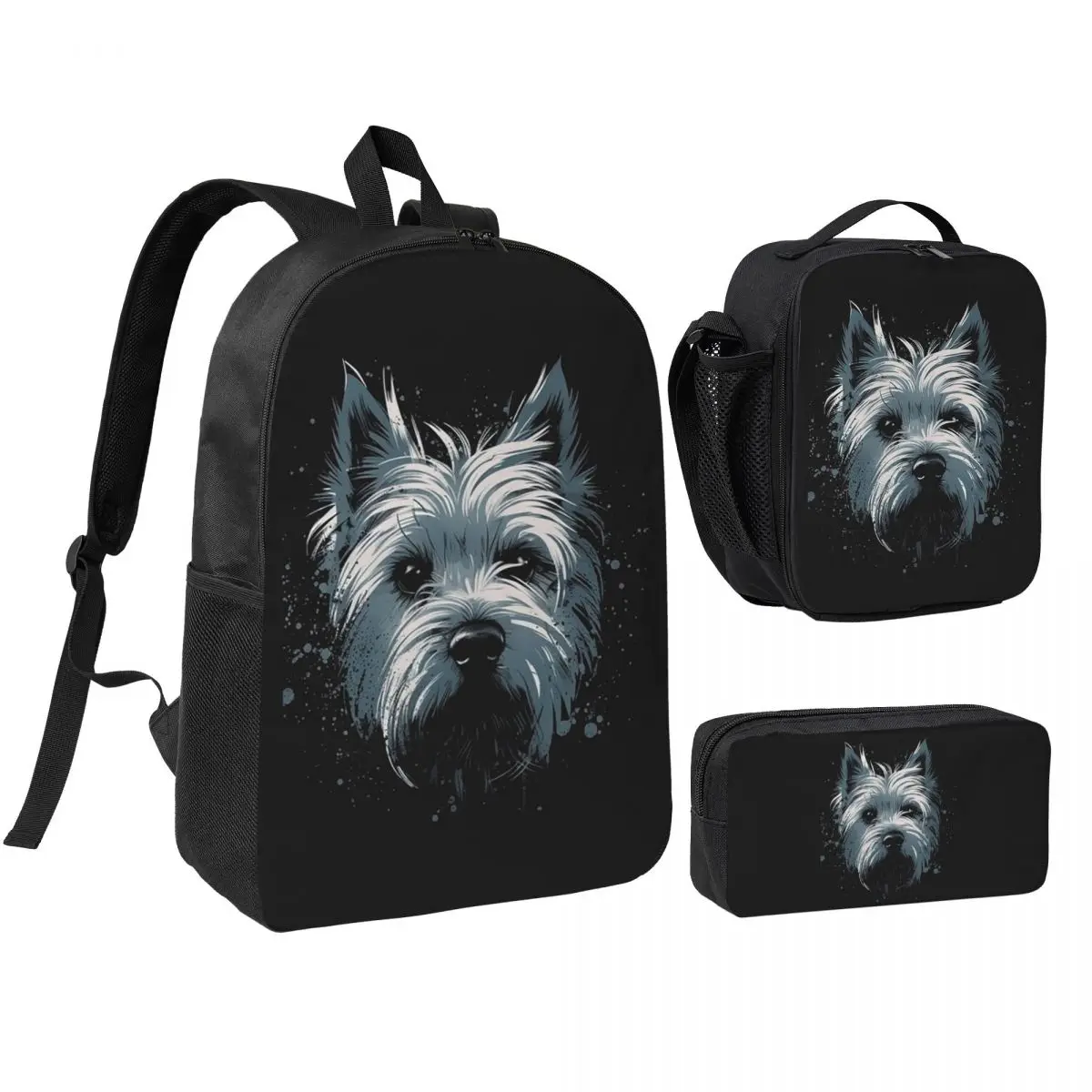 

Westie Dog West Highland White Terrier Backpack BookBag School Bag Laptop Shoulder Bags 3ps Insulated Lunch Bag Pencil Case