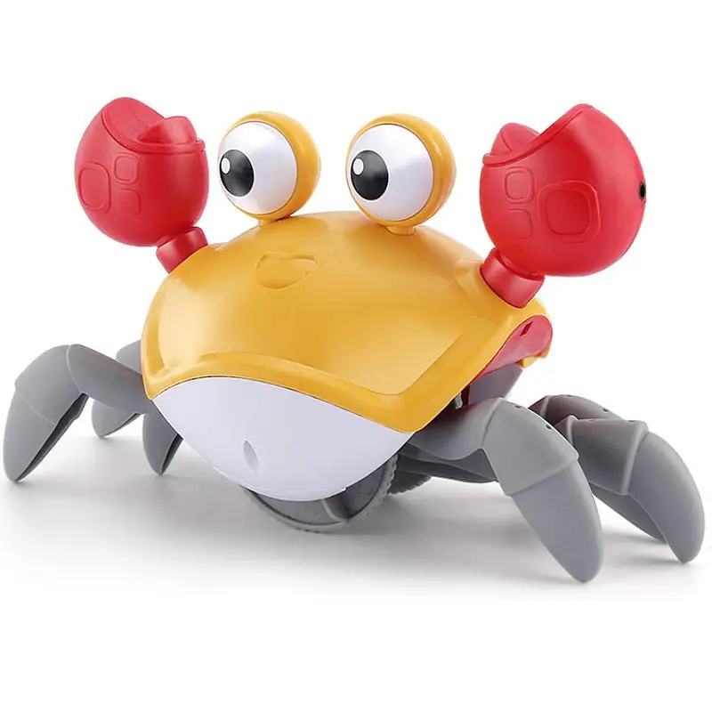 Rechargeable Crab Escape Crabs Baby Crawling Crab Musical Dancing Moving Toy Run Away Toy for Babies Crawling Interactive Toys