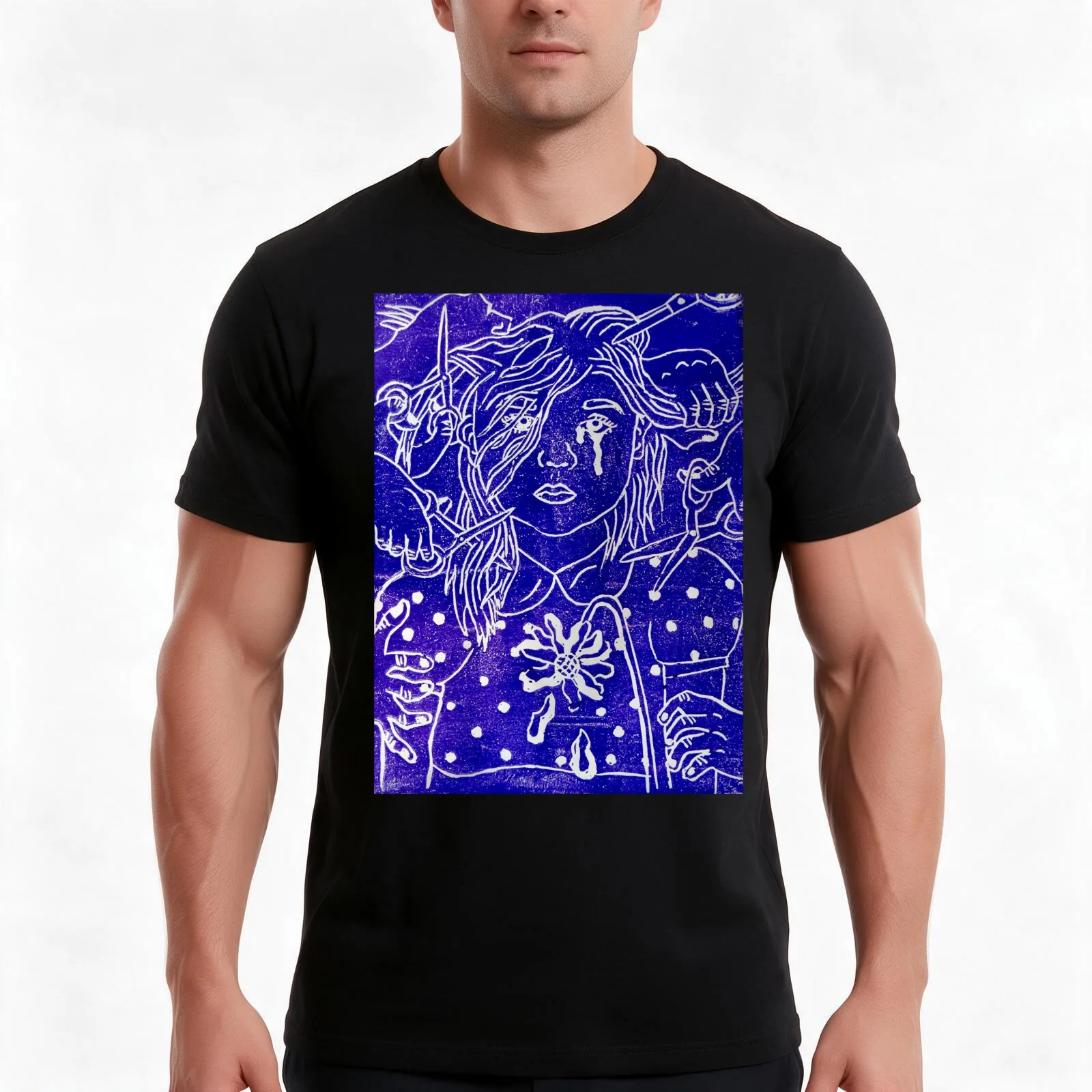 Injured identity T-Shirt, Summer Casual Cotton Tee, Oversized Streetwear Tops, Vintage Graphic Print, Loose Fit Short Sleeve