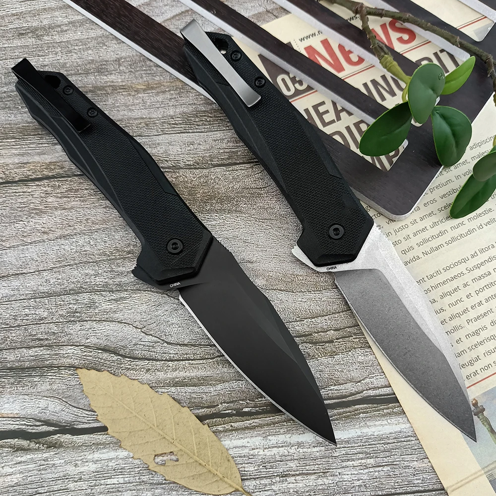 2041 Pocket Flipper Knife D2 Steel Blade Survival Jackknife Outdoor Utility Multi-purpose Folding Knife Nylon Wave Fiber Handle