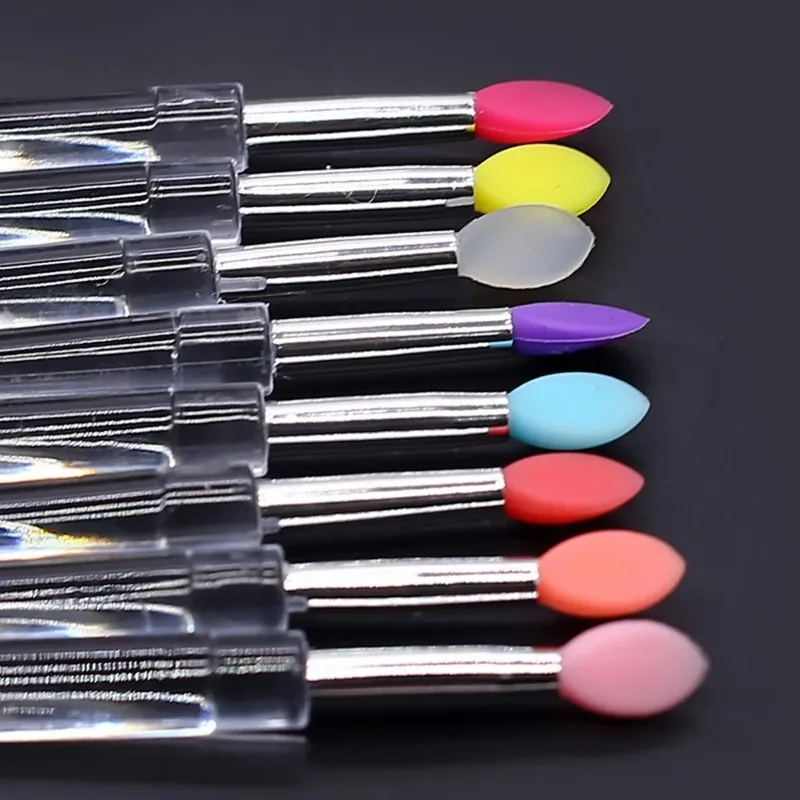 5pcs Multifunctional Nail Art Transparent Silicone Brush, Nail art Silicone Stick, Mirror Glitter Powder Chro Pigment Applicat