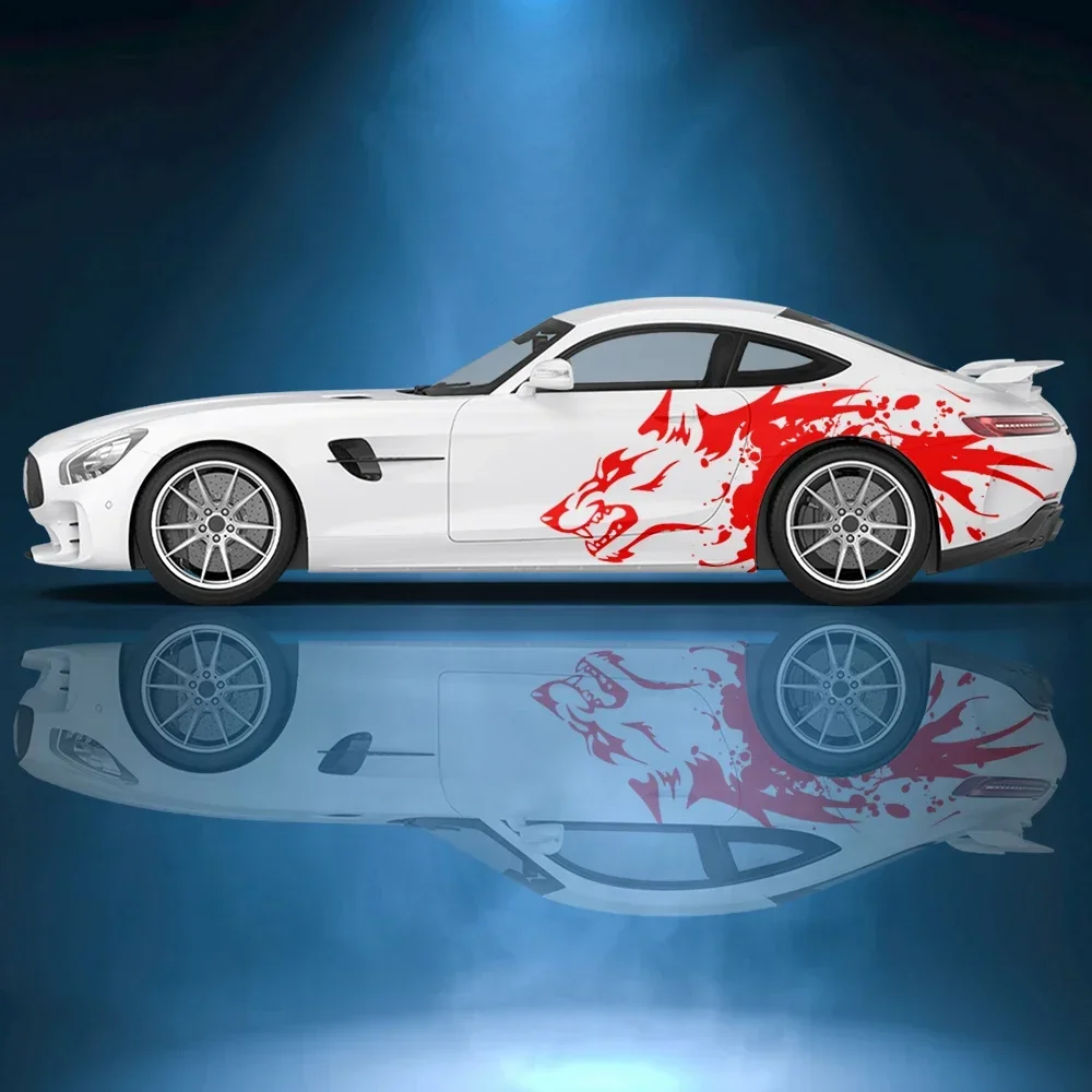 

Брызги волк животное автомобиль боковая наклейка виниловая бумага гоночные аксессуары обертка дизайн униформа вектор абстрактная печатная наклейка на автомобиль