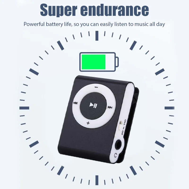 مشغل MP3 صغير وسائط الموسيقى مشبك صغير يدعم بطاقة TF تصميم أنيق عصري محمول صغير USB مشغل MP3 وكمان ملون