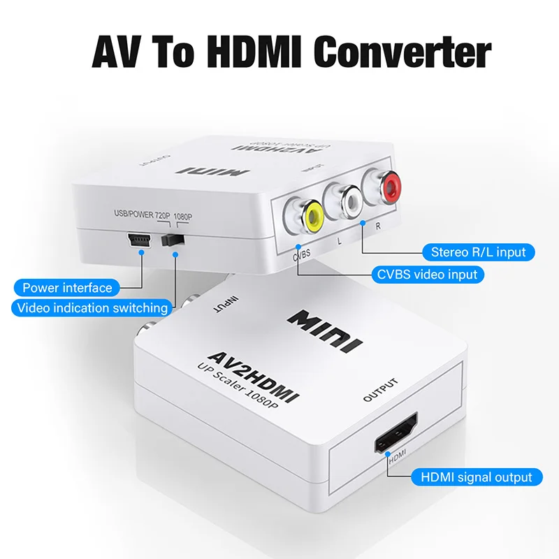 Eono AV a HDMI Adattatore, AV a HDMI Convertitore, 1080P Mini AV Composito CVBS Video Audio Adapter Supporto PAL/NTSC Compatibile con PC/Laptop/PS5/PS4/TV/STB/VCR/DVD, Bianco Eono AV a HDMI Adattatore, AV a HDMI Convertitore, 1080P Mini AV Composito CVBS Video Audio Adapter Supporto PAL/NTSC Compatibile con PC/Laptop/PS5/PS4/TV/STB/VCR/DVD, Bianco