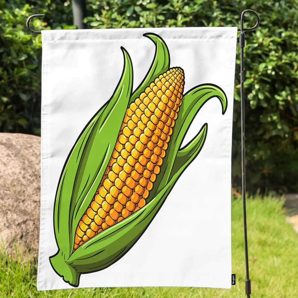 Mugod Corn Garden Flag Cartoon Golden Sweet Corn on The White Background Decorative Spring Summer Outdoor House Flag for Garden