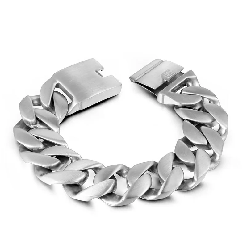 

Titanium Steel Casting Bracelet, Flat Domineering Thick Bracelet, Sand Brushed Jewelry CE226