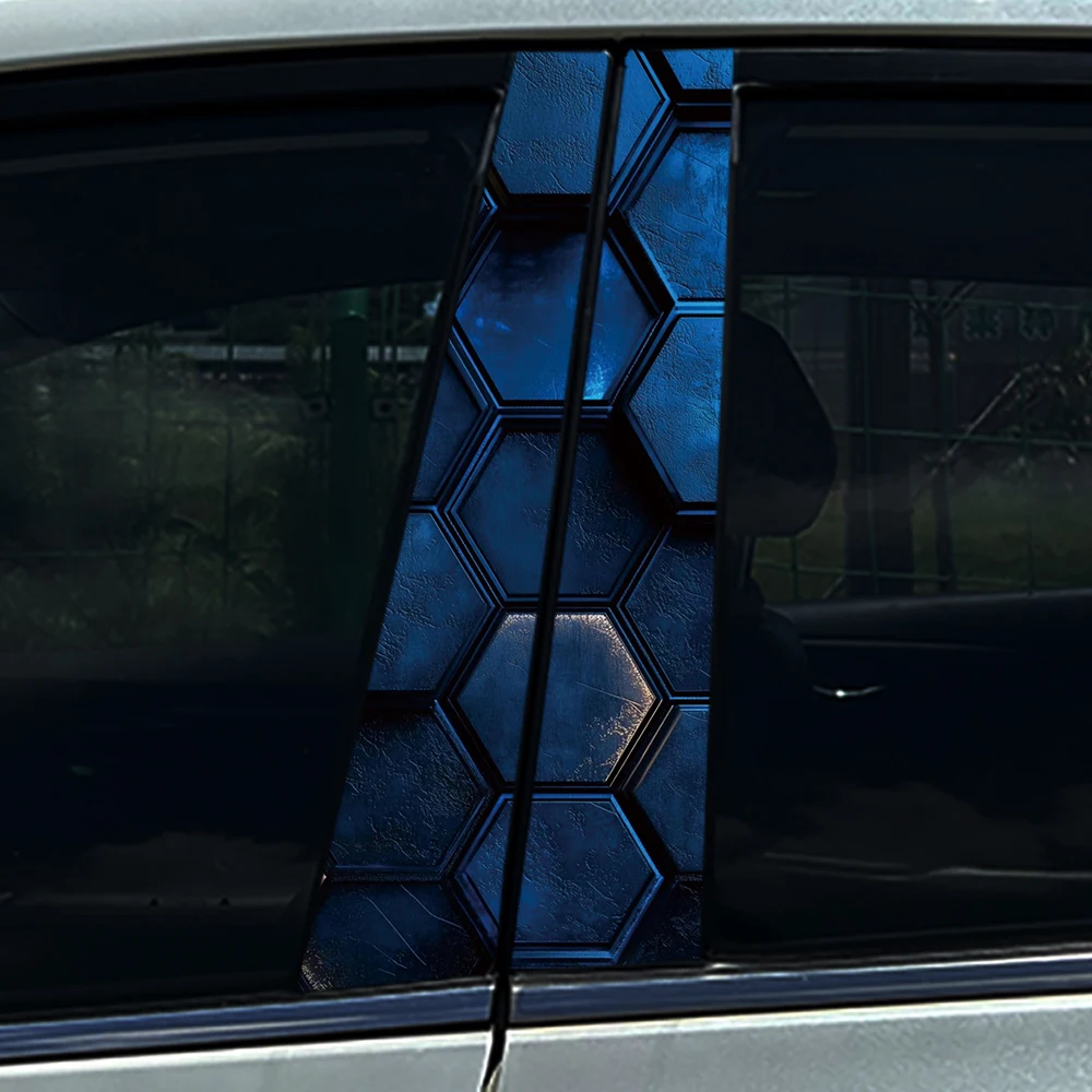 Estilo favo de mel hexágono carro b-pilar adesivos centro do carro coluna decoração capa arranhões decalques à prova dwaterproof água acessórios do carro