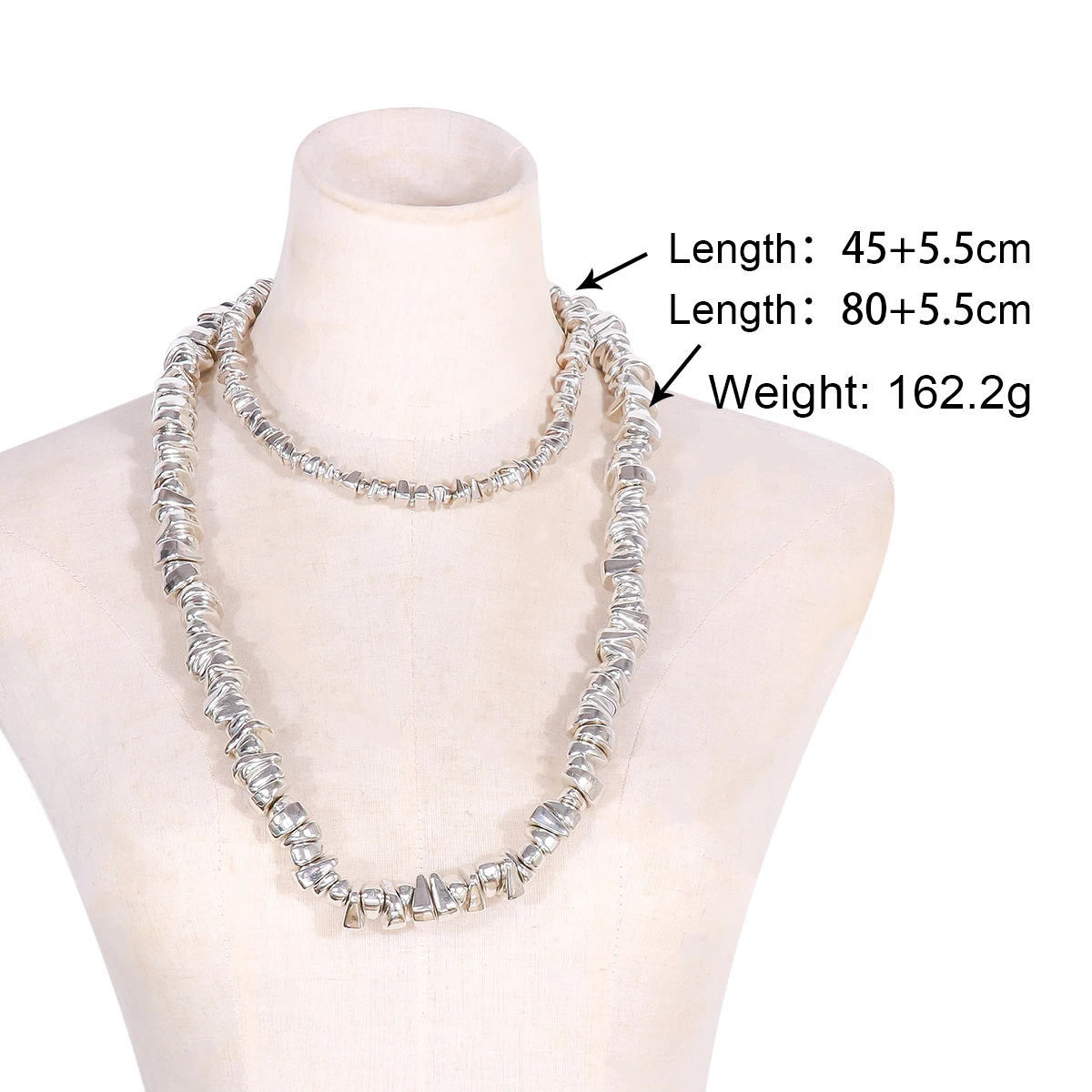 ZAA Vintage Silver Irregular Acrylic Stone Splicing Chain Necklace for Women Holiday Party Jewelry Gifts