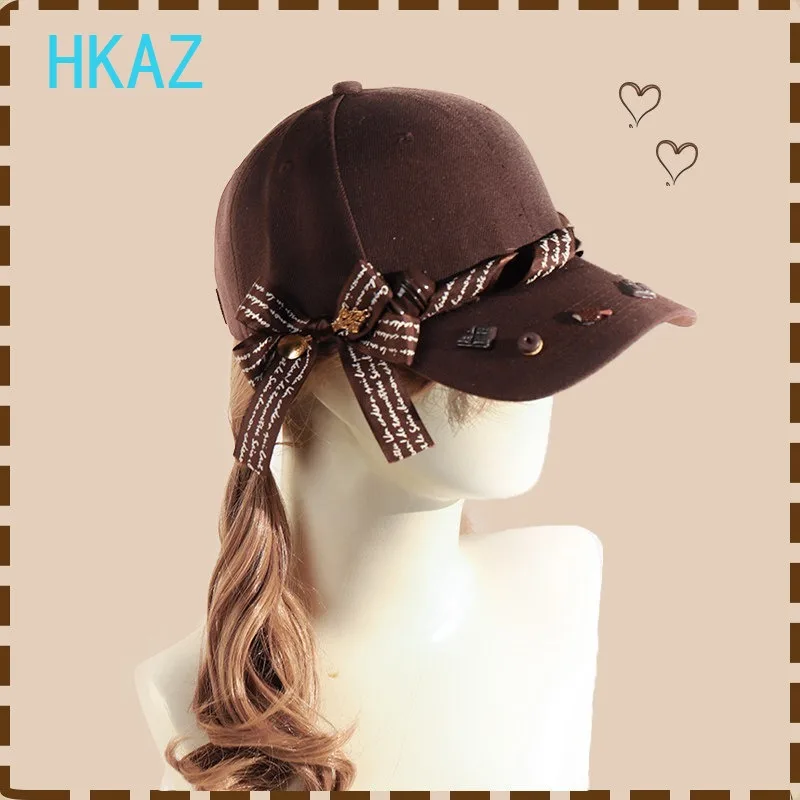 Chocolate Handmade Bow Cap Original Daily Japanese Style Summer Sun Hat for Women Sweet Girl Brown Versatile Visors Hats