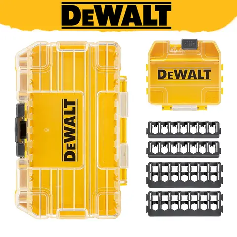 DEWALT DT70801 소형 대량 보관 케이스 + 드라이버 비트 바 쌓을 수 있는 잠글 수 있는 도구 부품 드릴 비트 플라스틱 도구 보관 상자