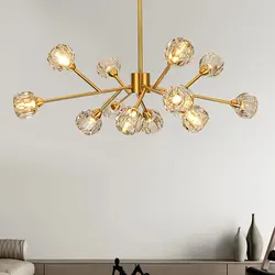 Modern Crystal Pendant Light Chandelier Chrome Branches Chandeliers Ceiling Light Fixtures for Dining Room Bedroom Living Room