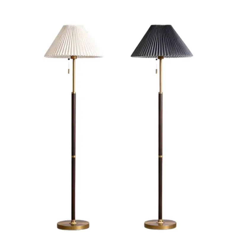 Nordic Wrought Iron Pleated Floor Lamp E26 E27 LED American Simple Light Luxury Warm White Large Easy to Install Living Room