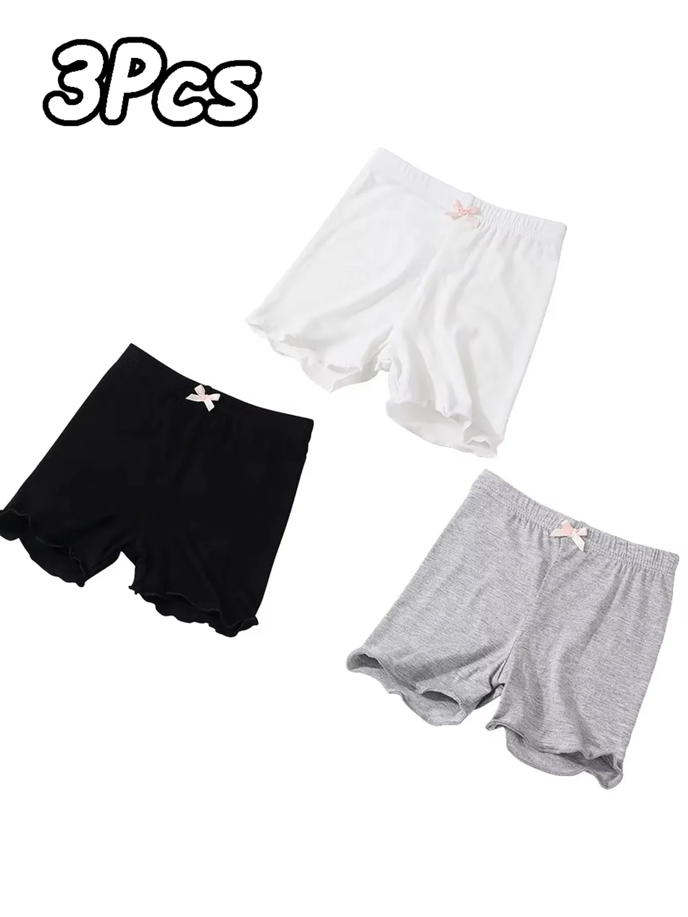3 Pcs/Pack Summer Girls Shorts Kids Safety Pants Adorable Underwear Clothes Children's Cute Bow Short Underpants for Young Girls