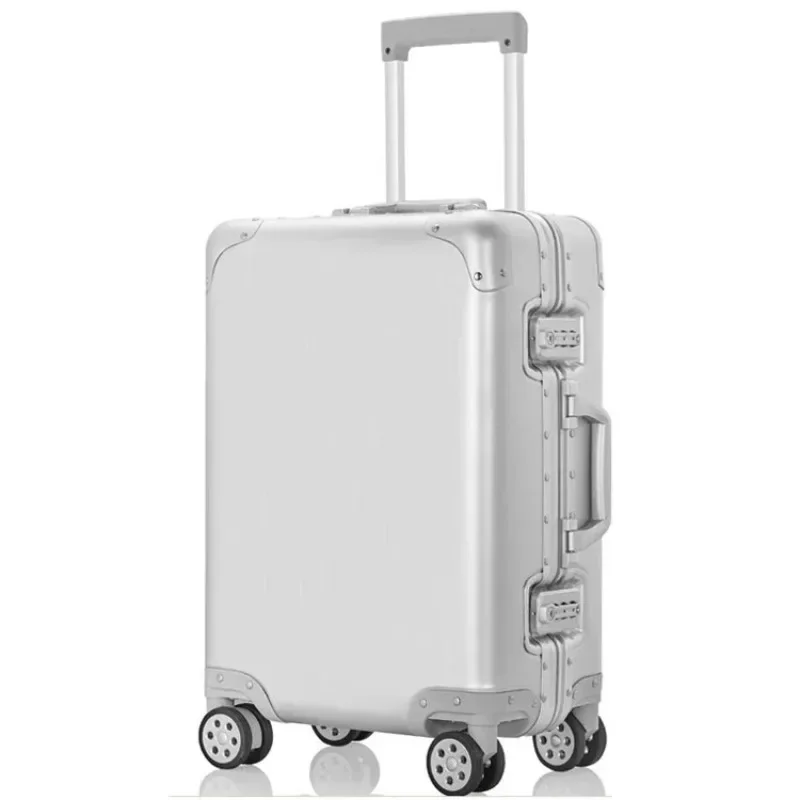 Maleta de viaje de aluminio barata, bolsa de equipaje con carrito con cerradura giratoria de 24 grados, 4 Spinner 360