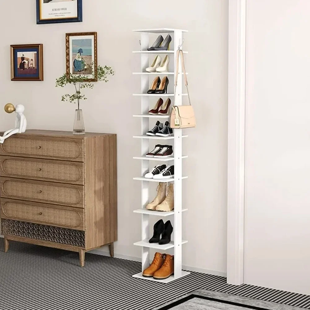 White 10 Tier Household Space Saving Shoe Rack