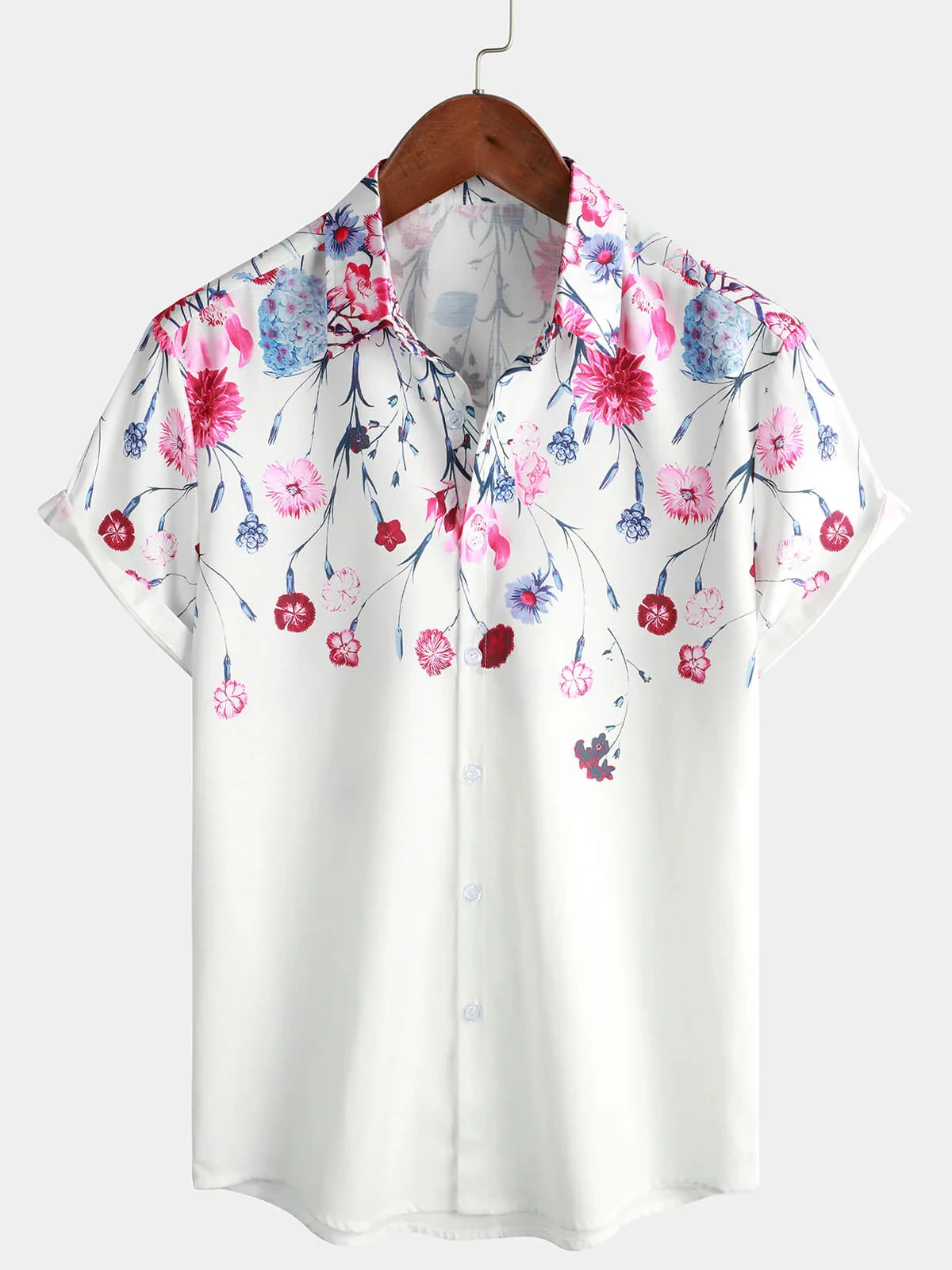 

Men's Floral Tops Floral Print Short Sleeve Button Summer Cruise Shirt Lapel Hawaiian Vacation Beach Shirt