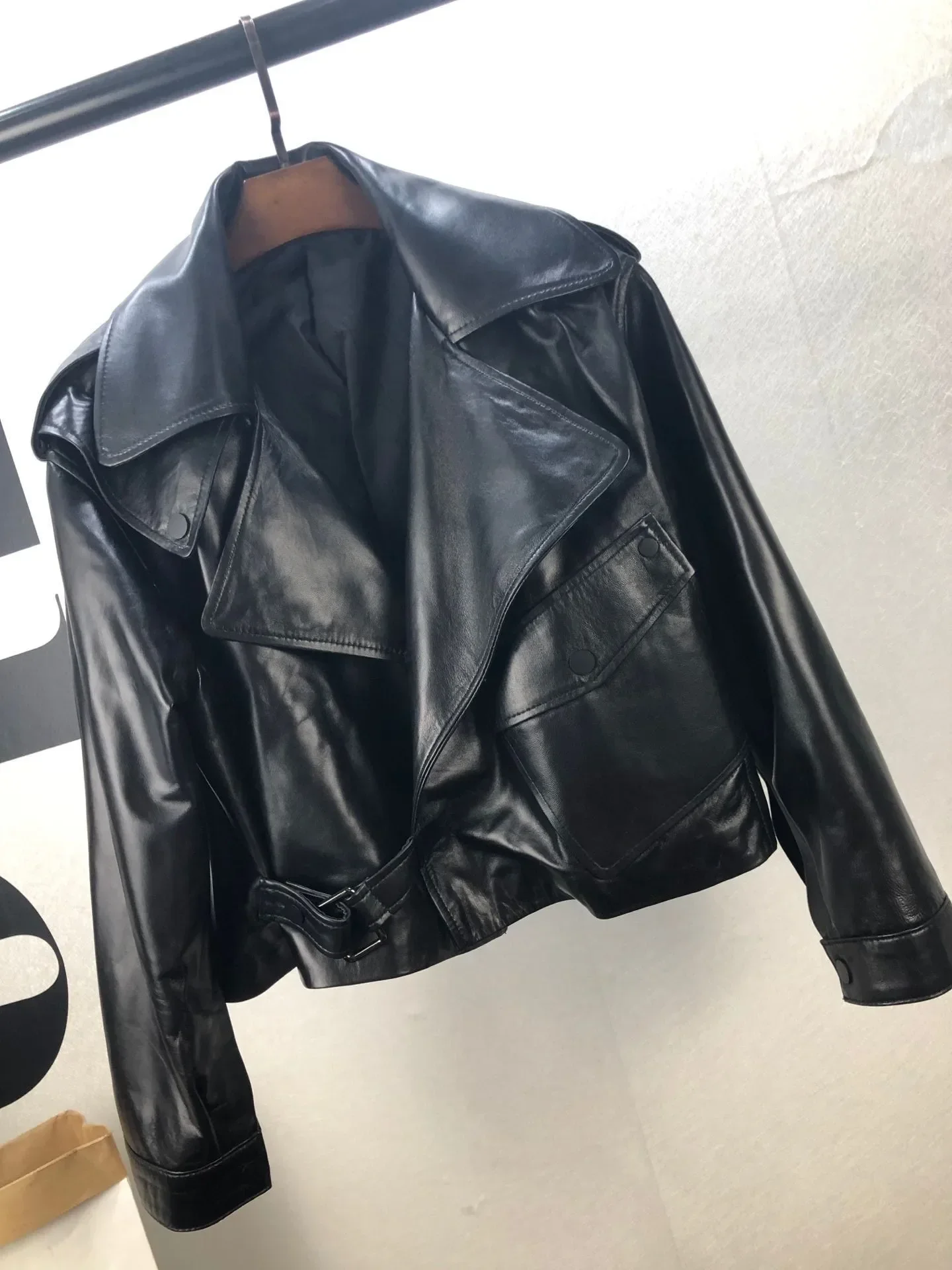 Fashion High Quality Genuine Sheepskin Leather Coat Female Autumn 2024 Motorcycle Woman Jackets Women's Clothes Ropa Zjt2504