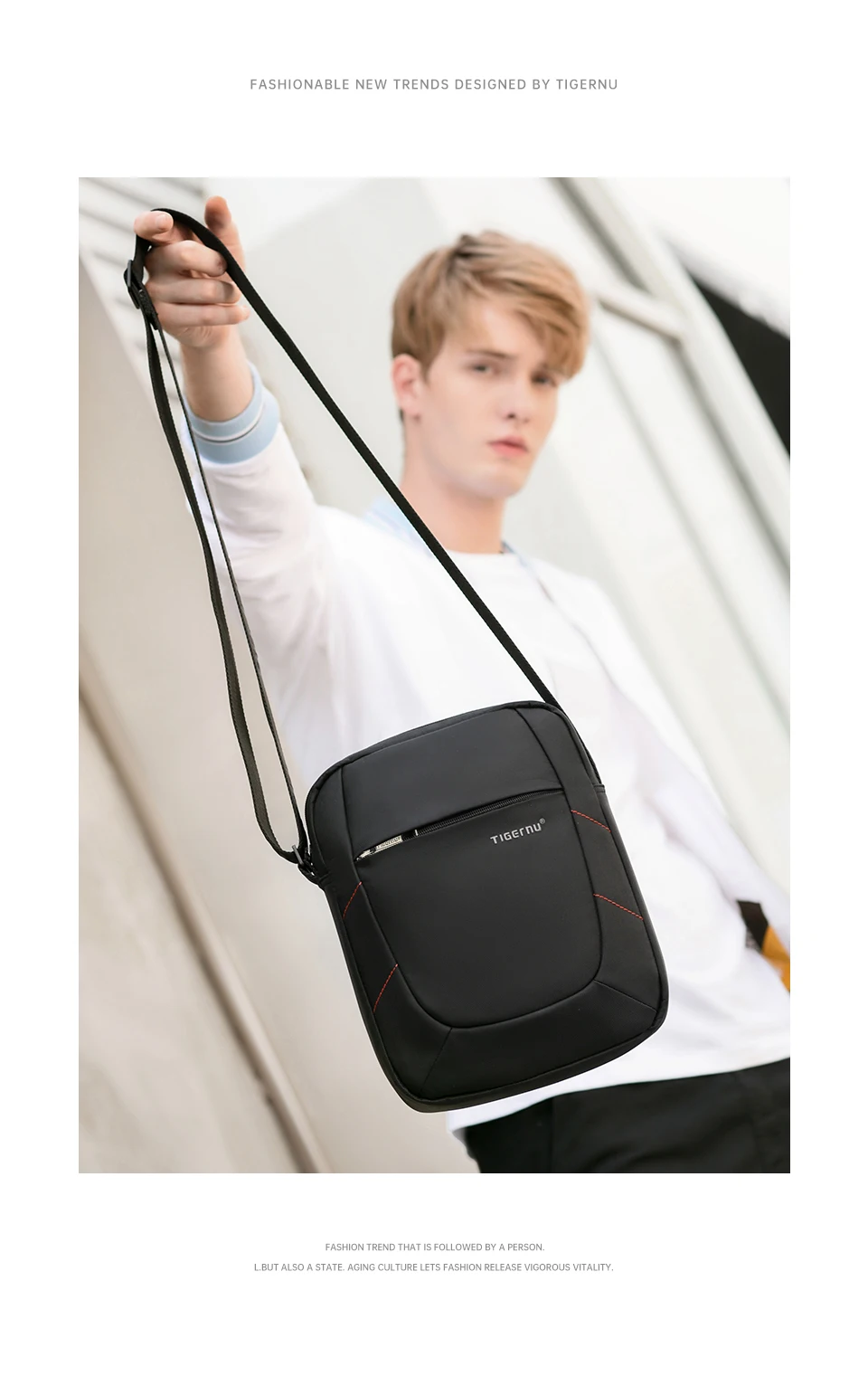 Tigernu Marke Umhängetasche Männer Tasche Männer Schulter Tasche Spritzwassergeschützt Nylon Mini iPad Messenger Schulter Gurt Tasche Für Männer Business Taschen – Detail 5