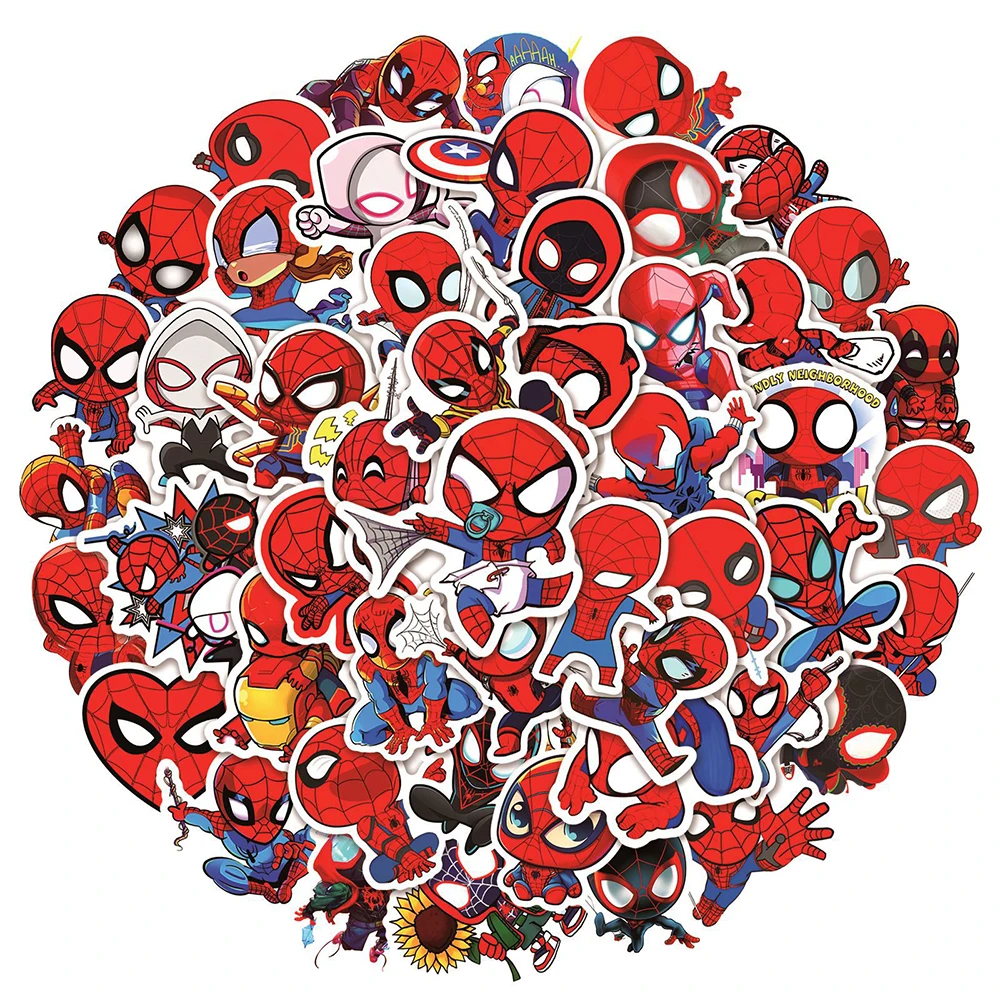 10/30/50 Stück Cartoon Marvel Spider-Man Aufkleber Anime Superhelden-Sticker DIY Schreibwaren Handy Laptop Lustige Graffiti-Aufkleber Deko