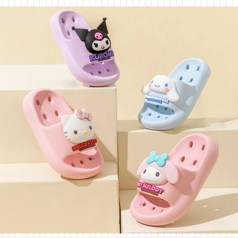 

Летние 3D-шлепанцы Sanrio Hello Kitty с персонажами Kuromi, Cinnamoroll, My Melody, нескользящие, быстросохнущие, для ванной и дома