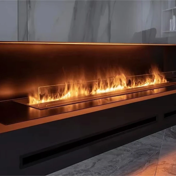Interior Decorative Linear 3D Steam Fireplace Flame With Wifi Control Smart Water Vapor Fireplace Stoves Media Wall