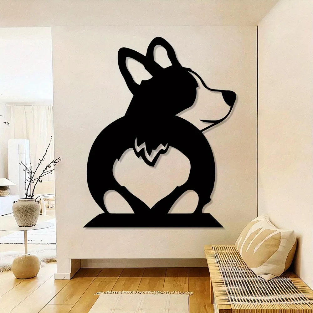 CIFBUY Iron Wall Art Cute Corgi Butt Metal Sculpture Rustproof Hanging Plaque Home Office Decor Ornament Accent Wall Decor