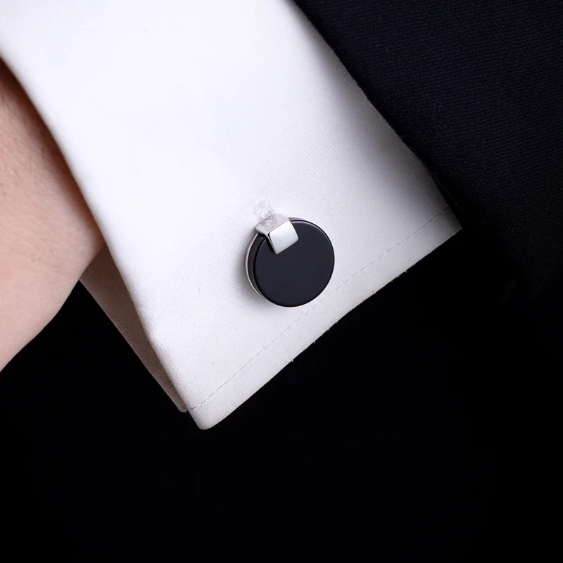 KFLK Jewelry shirt cufflink for mens Brand Black Cuff link Wholesale Button High Quality Round Luxury Wedding Male guests